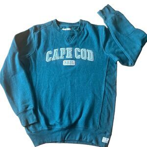 Cuffy's Cape Cod Logo Crew Neck Sweatshirt Women's L Teal Fleece Long Sleeve